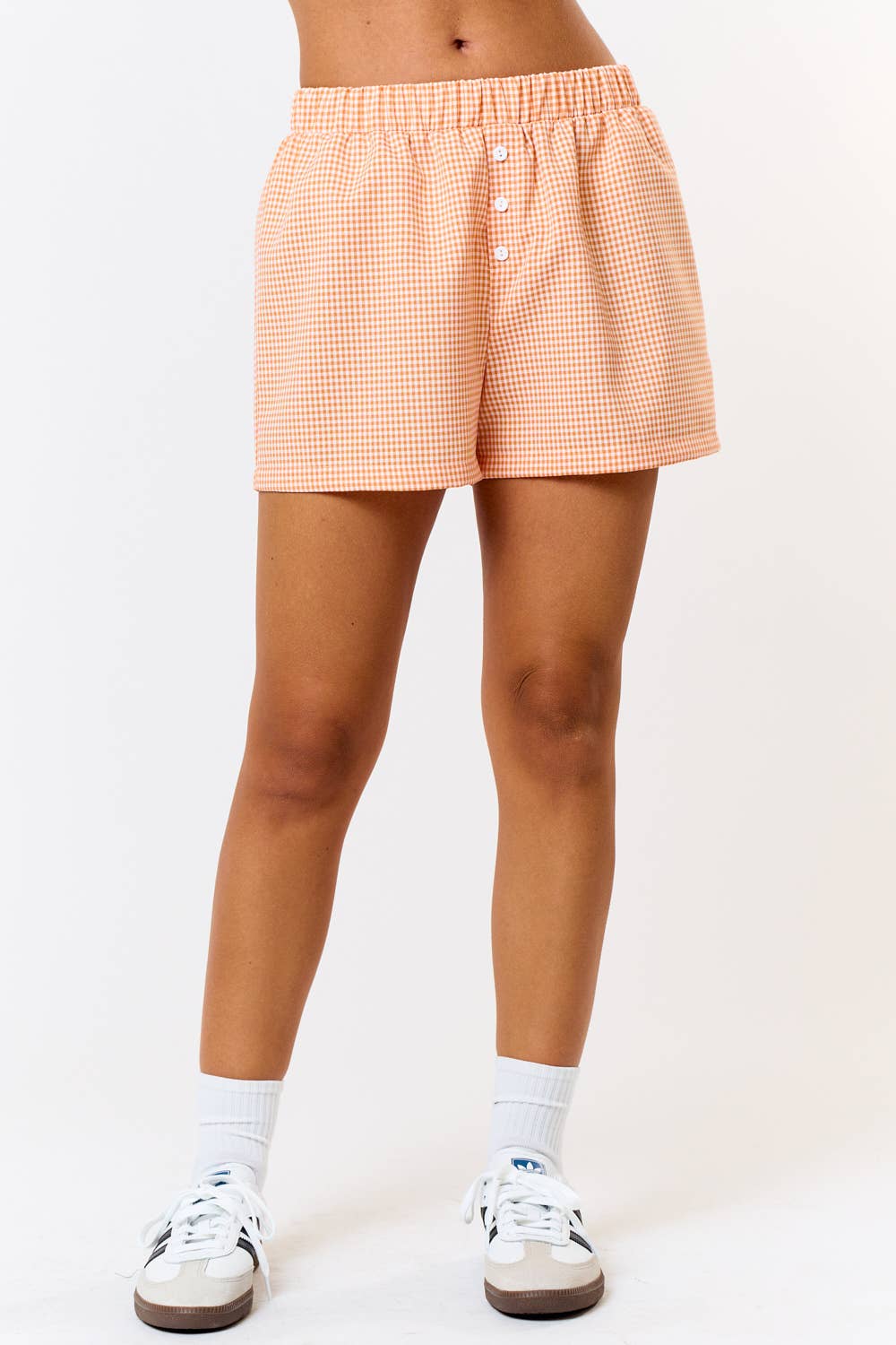 GINGHAM CHECK ELASTIC WAIST BOXER SHORTS