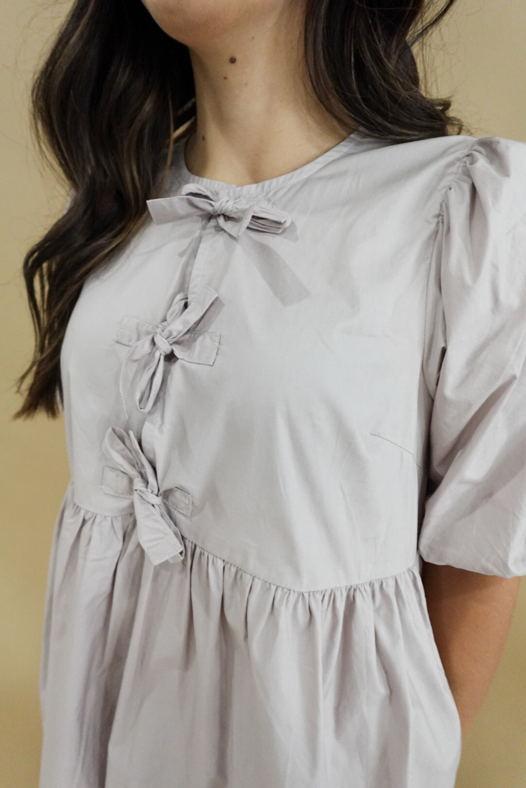 Poplin Front Bow Tie Mini Dress