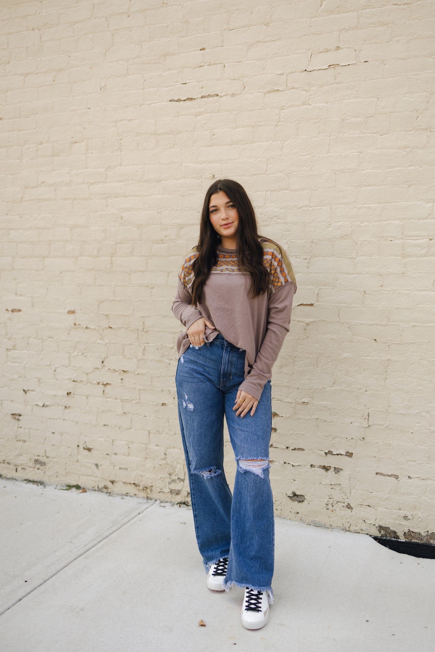 Embroidered Knit Top