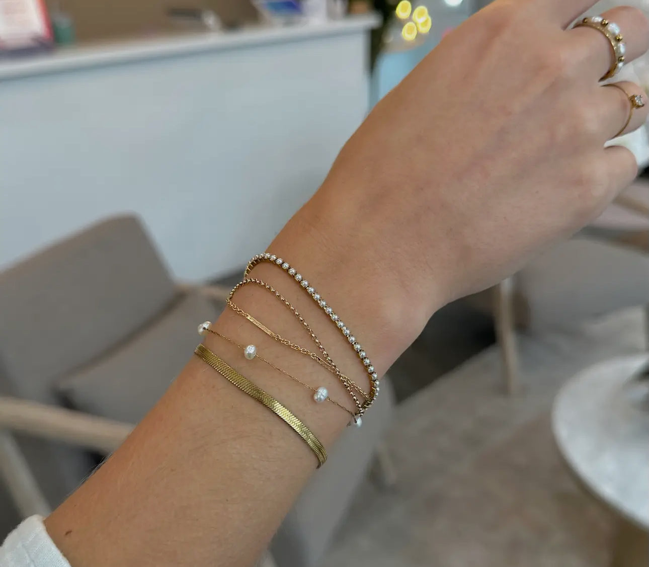 NS Micro Gold Pearl Bracelet