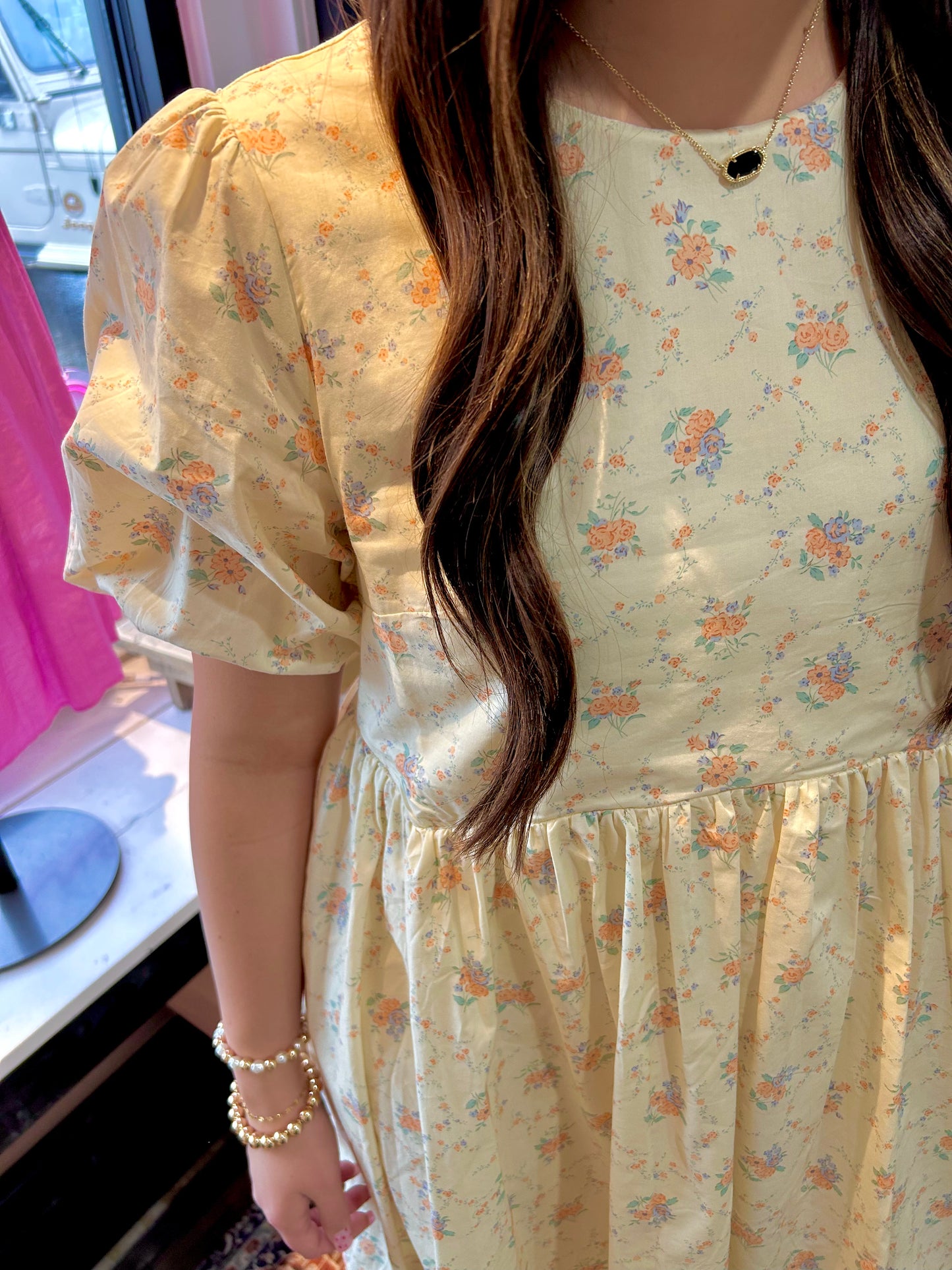 Vintage Floral Puff Sleeve Dress