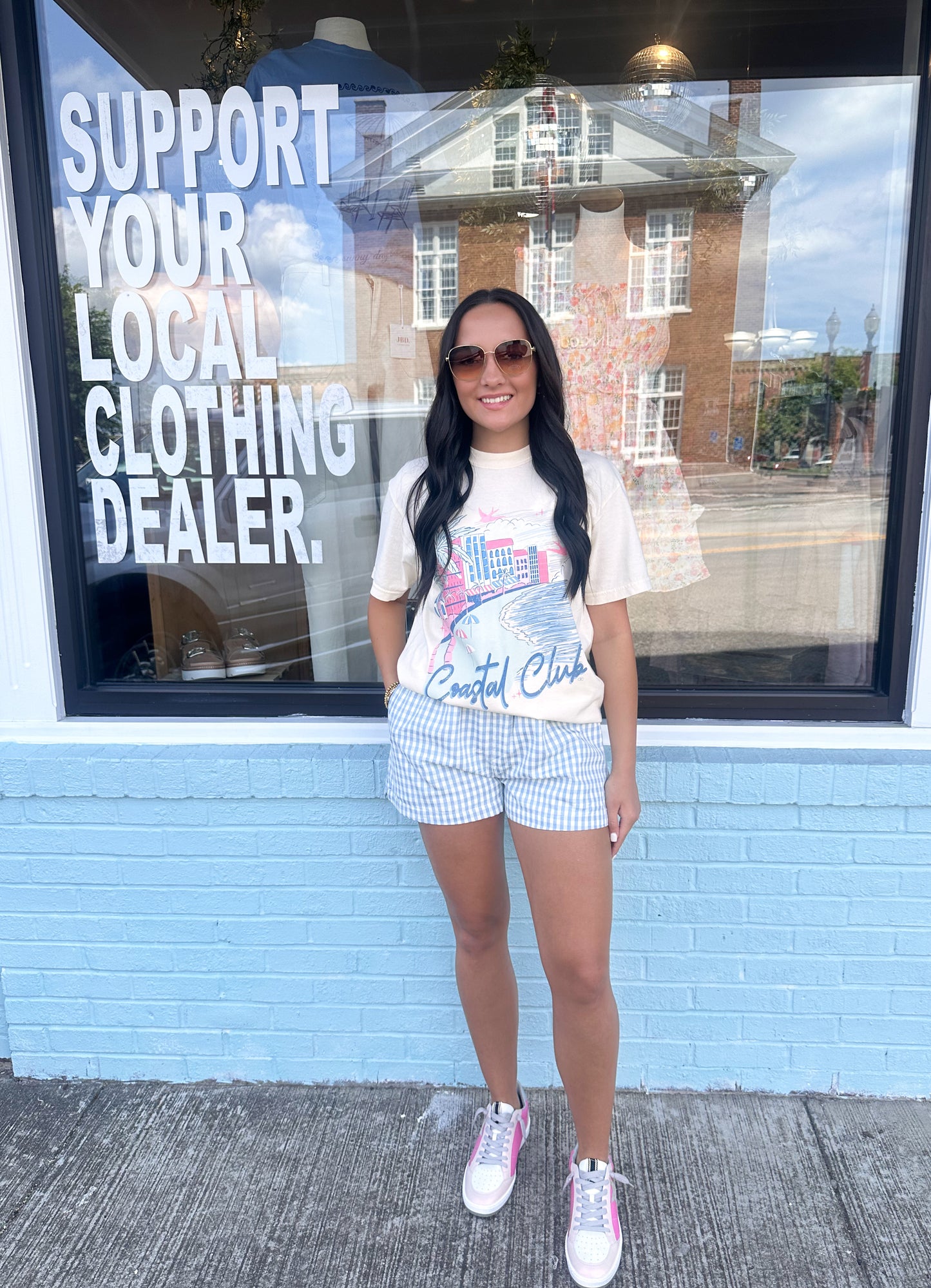 Baby Blue Plaid Shorts