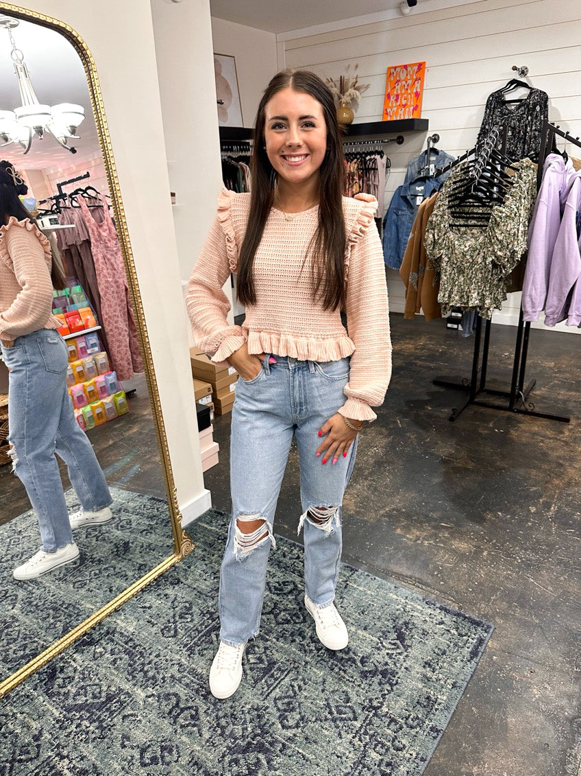 JBD 90's Distressed Cropped Straight Jeans