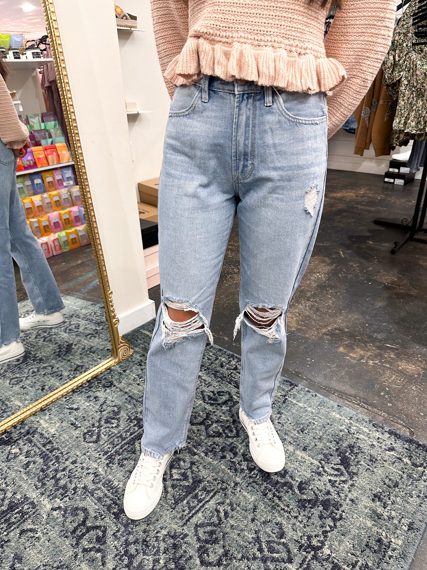 JBD 90's Distressed Cropped Straight Jeans