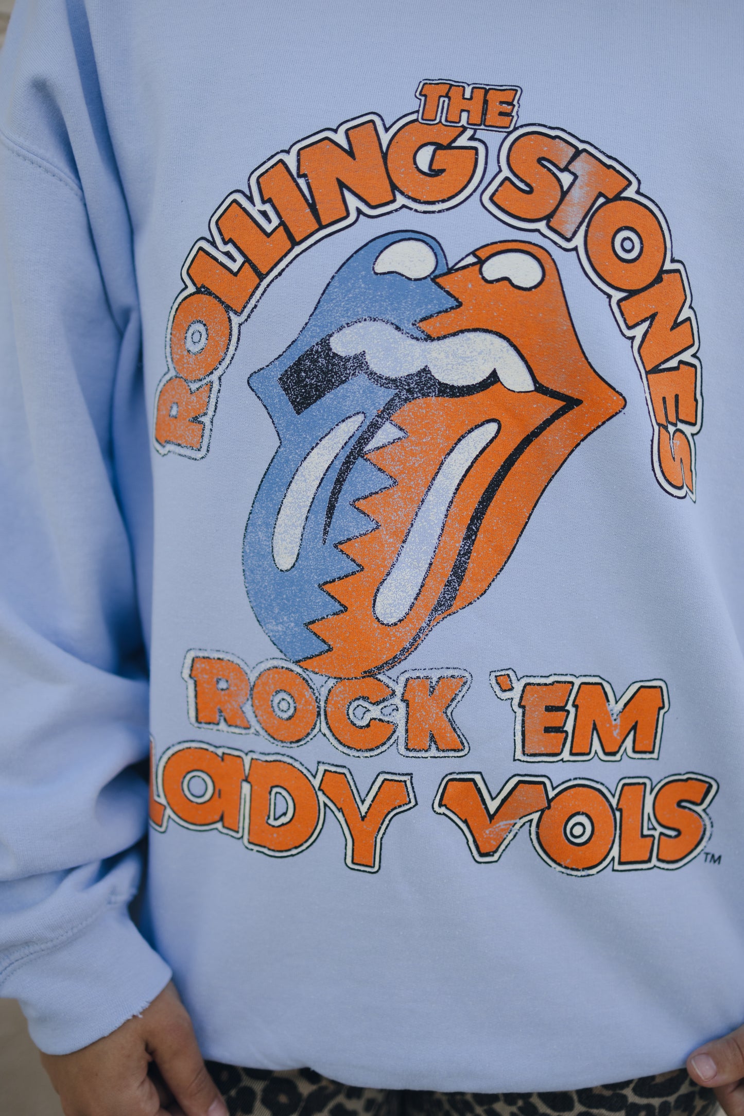 Rolling Stones Rock Em TN Lady Vols Blue Thrifted Sweatshirt