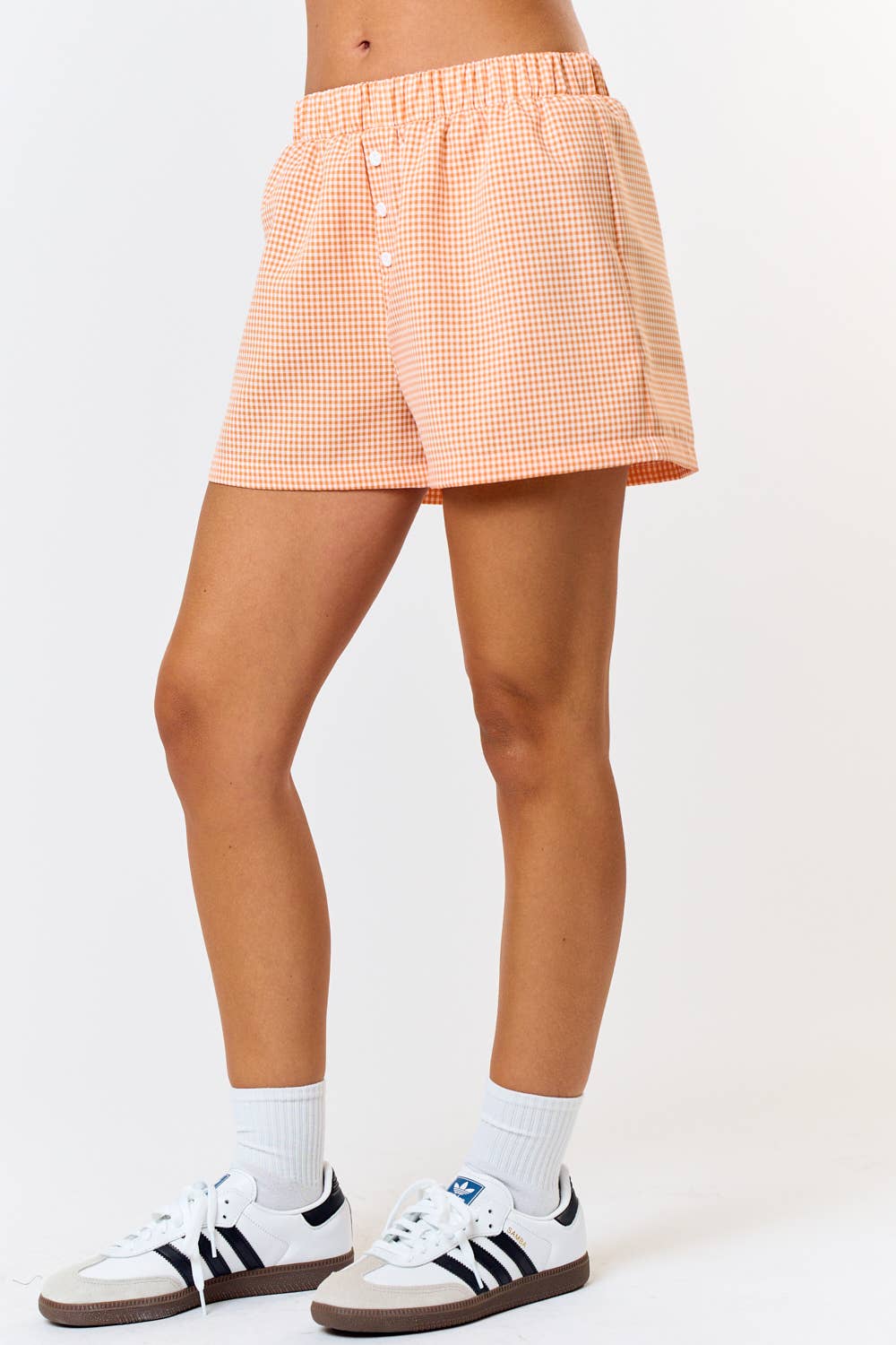 GINGHAM CHECK ELASTIC WAIST BOXER SHORTS
