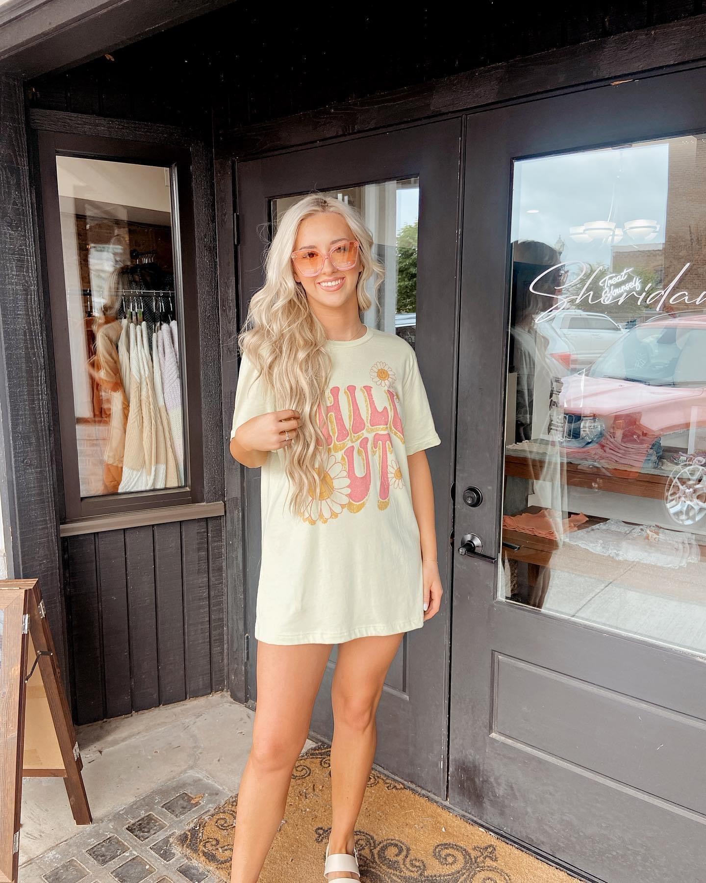 Chill Out Spring Green Oversized Tee