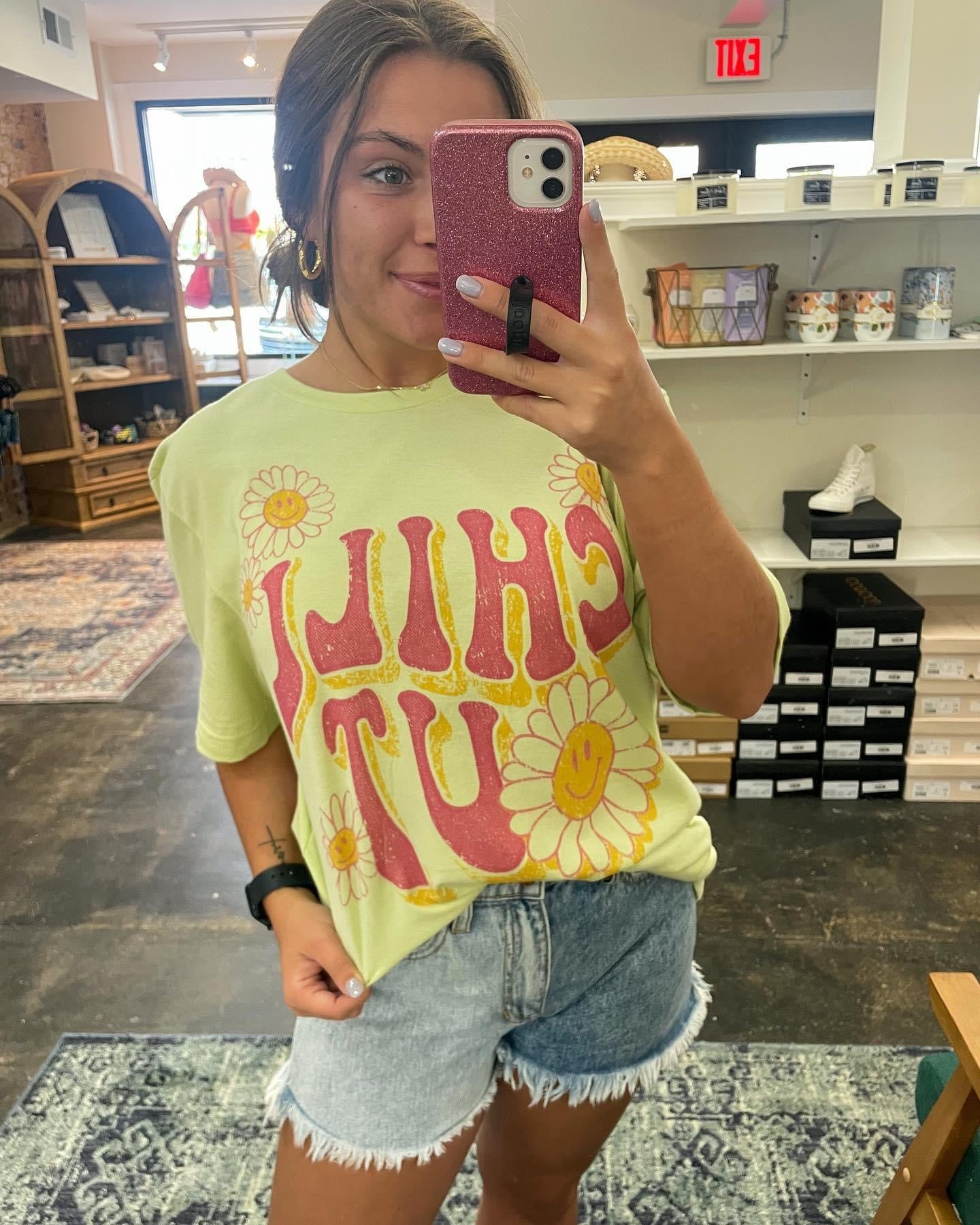 Chill Out Spring Green Oversized Tee