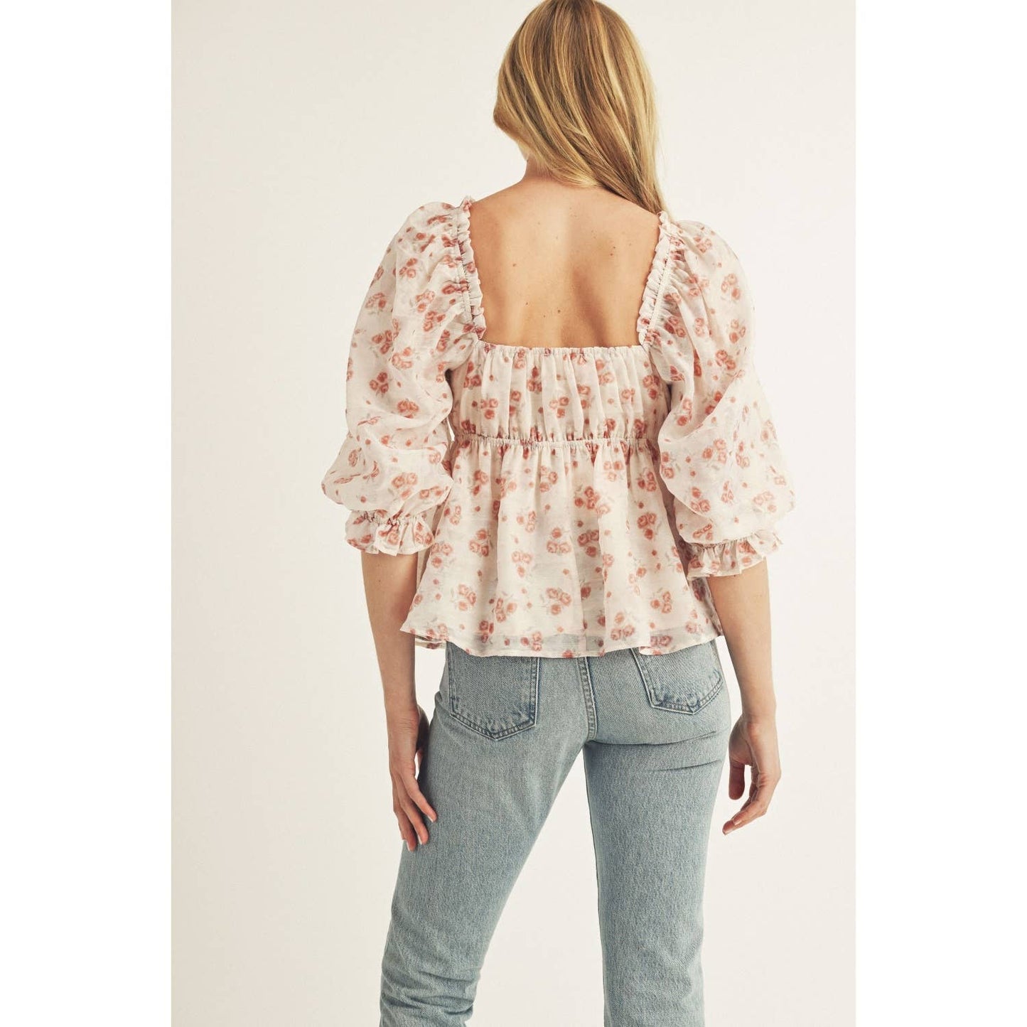 JT6166A- TOILE FLORAL PRINT BABY DOLL TOP