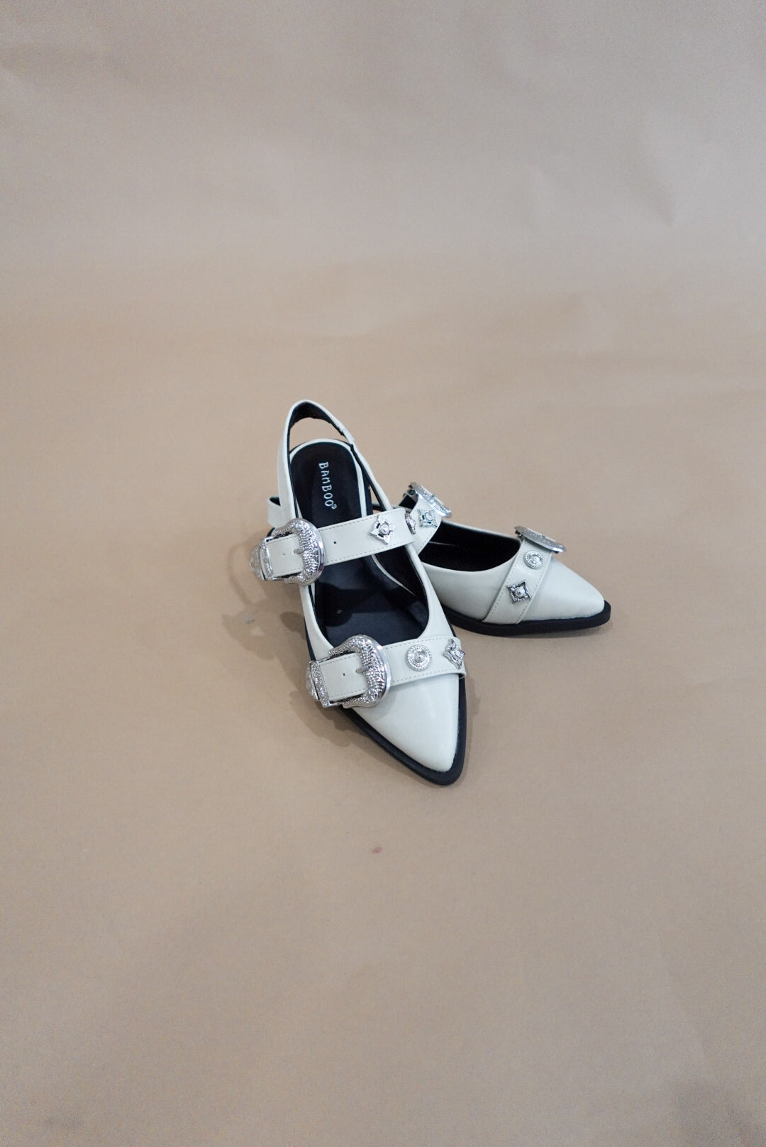 Pointed Toe Sling Back Sandal with Buckles