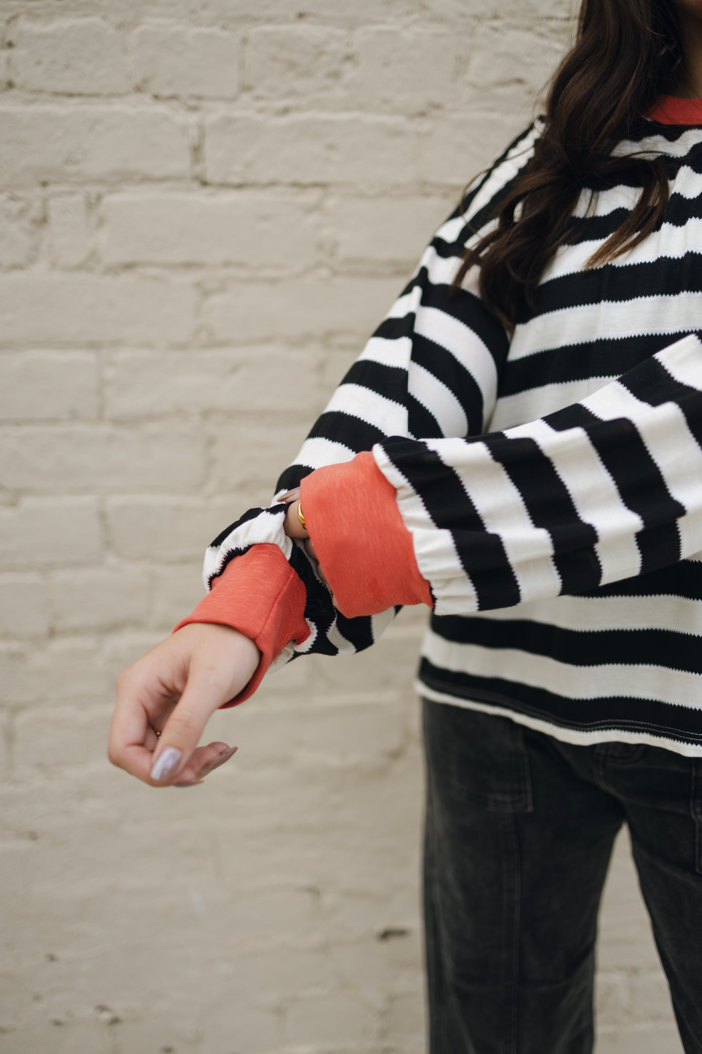 School Girl Striped Sweatshirt