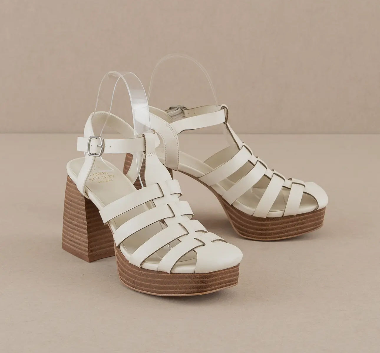 The Hailee White | Gladiator Cage Platform Heels