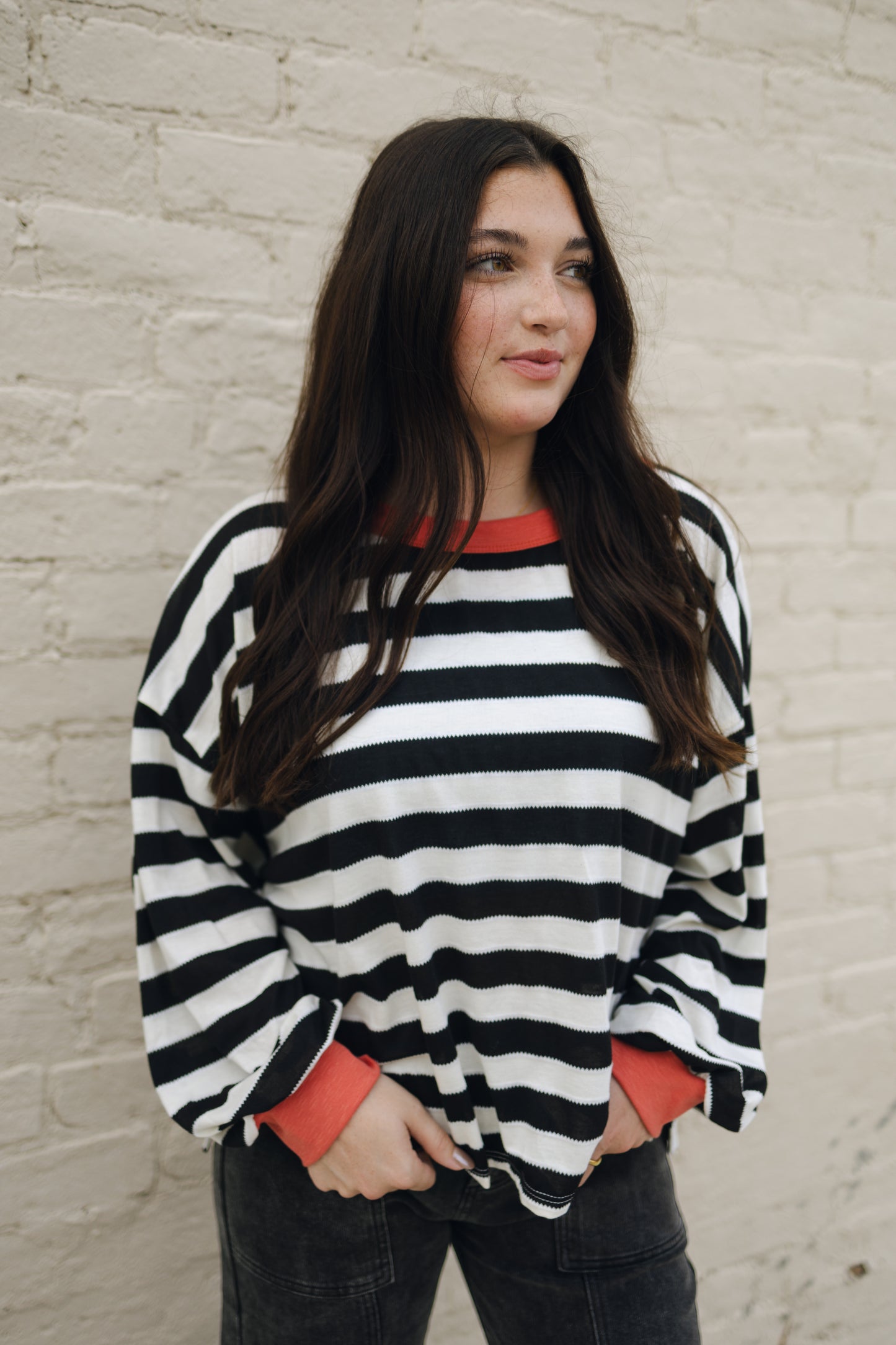 School Girl Striped Sweatshirt