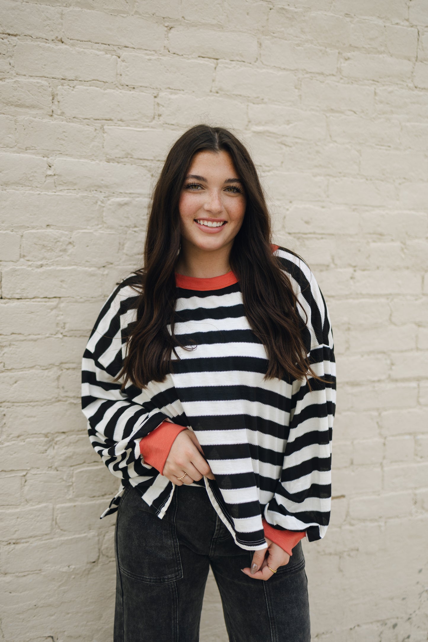 School Girl Striped Sweatshirt