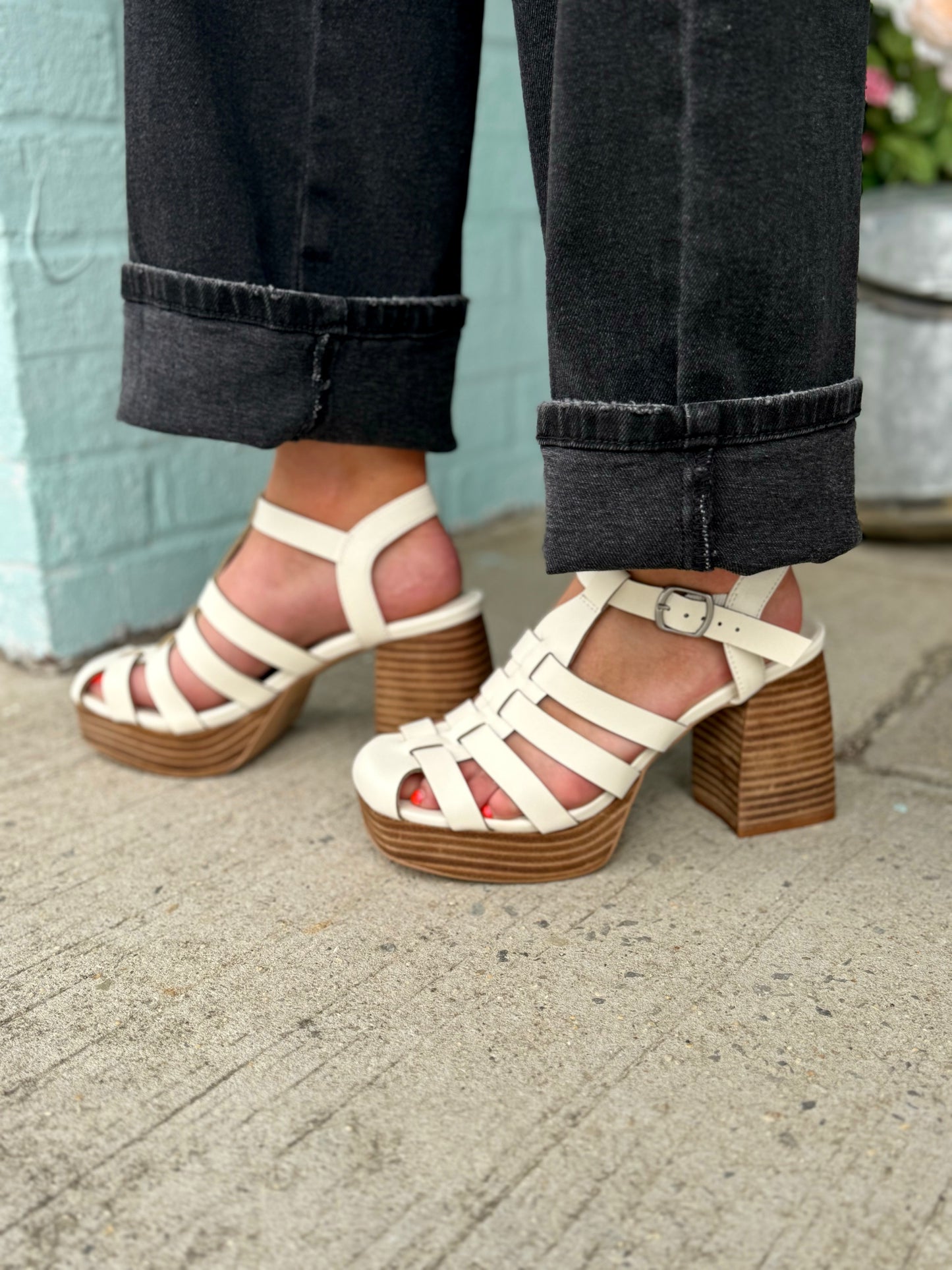 The Hailee White | Gladiator Cage Platform Heels