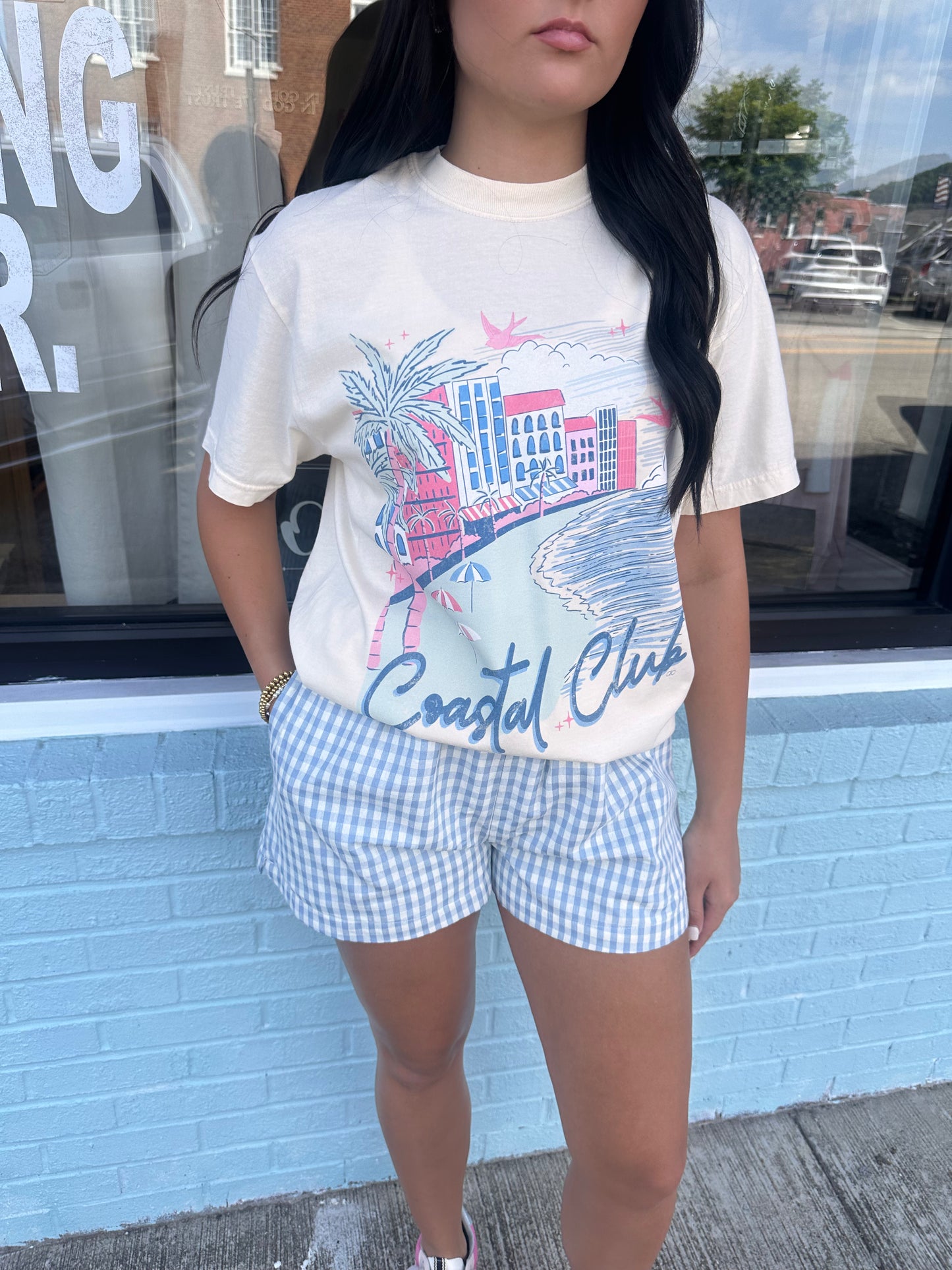 Baby Blue Plaid Shorts