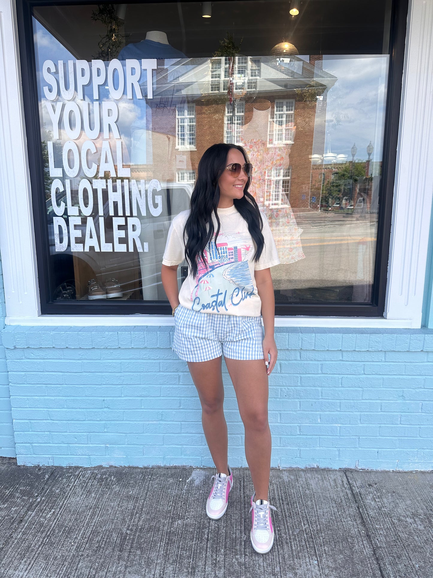 Baby Blue Plaid Shorts