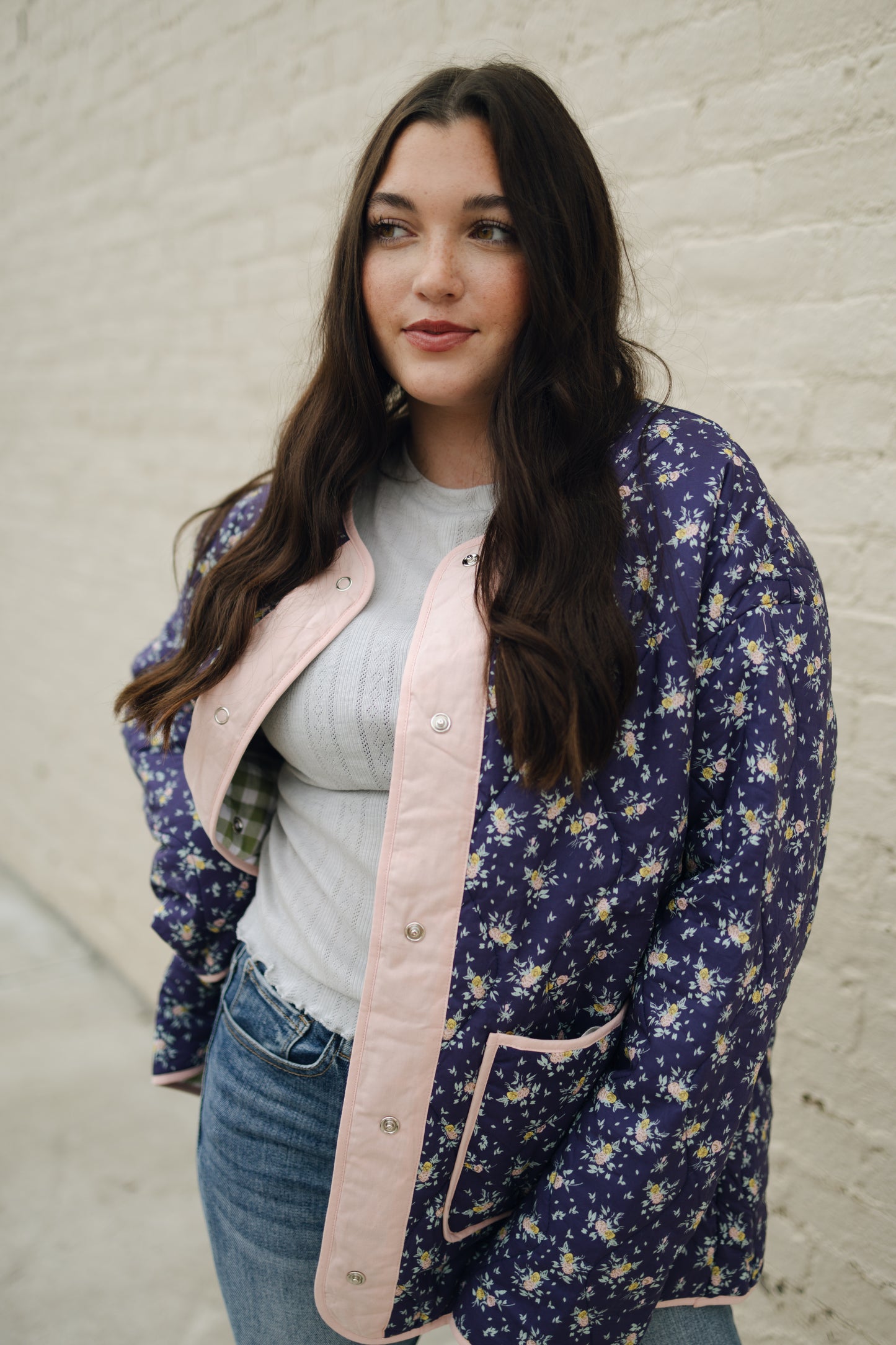 Midnight Floral Reversible Floral Puffer