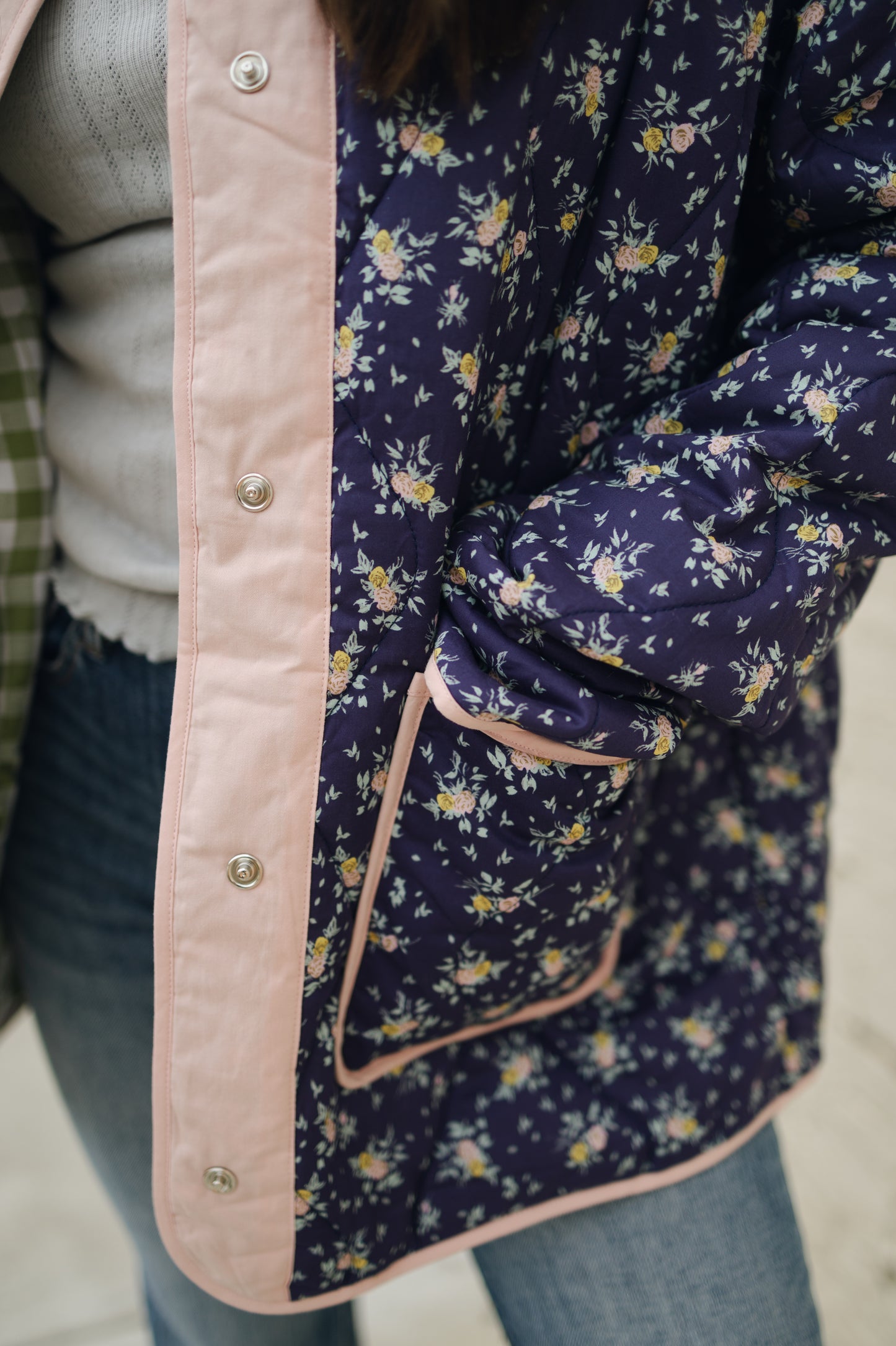 Midnight Floral Reversible Floral Puffer