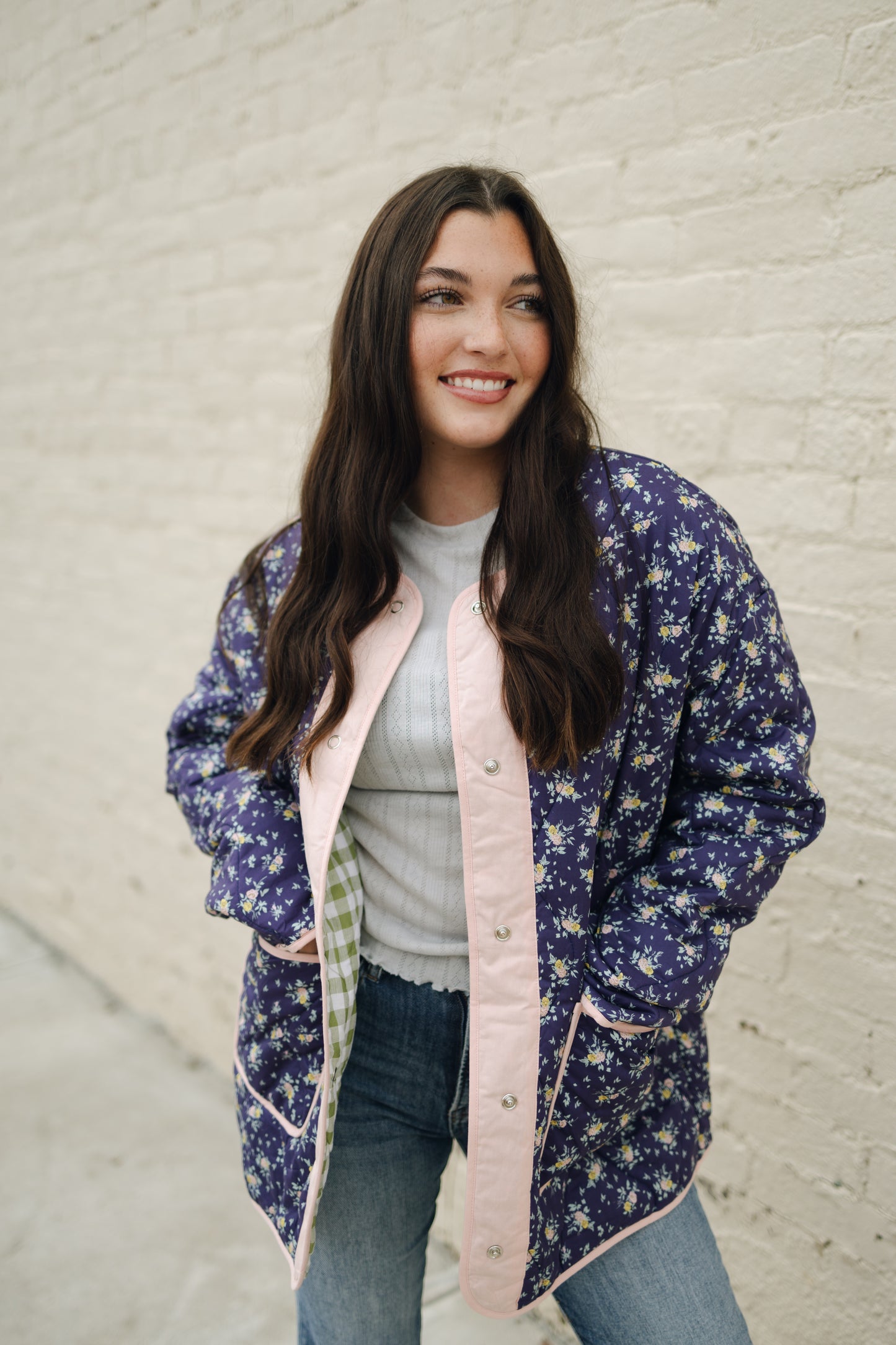 Midnight Floral Reversible Floral Puffer