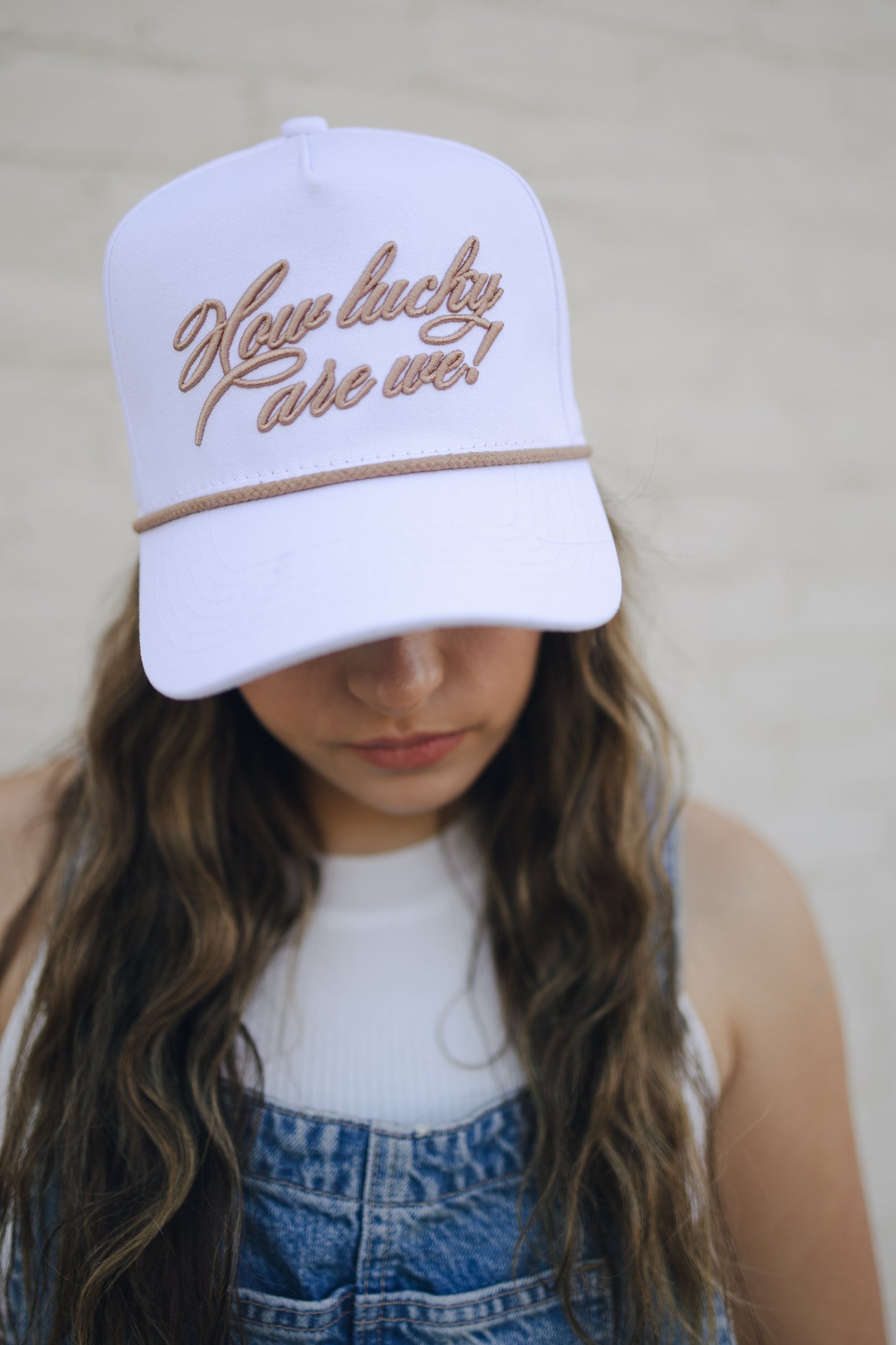 How Lucky Are We - White Vintage Hat